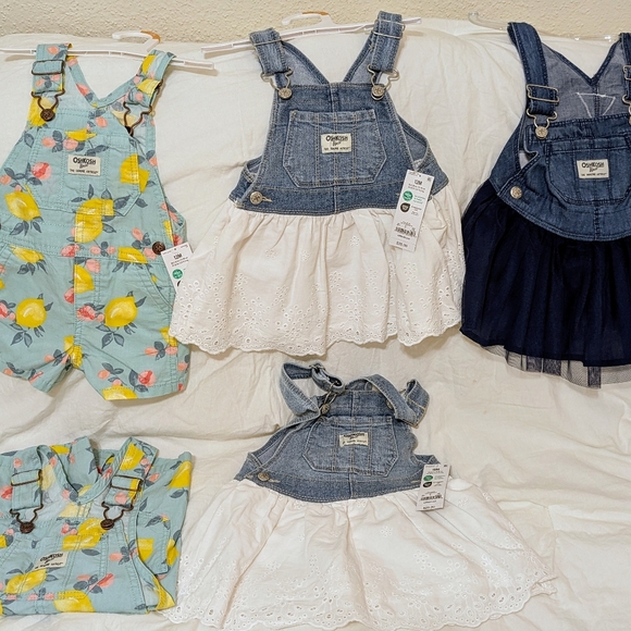 OshKosh B'Gosh Baby Girl Eyelet Denim Overall Dress Size - Picture 2 of 5